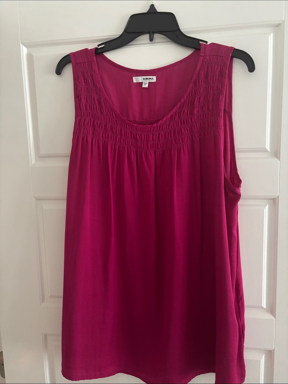 Sonoma Fuchsia Smocked Yoke Tank Top